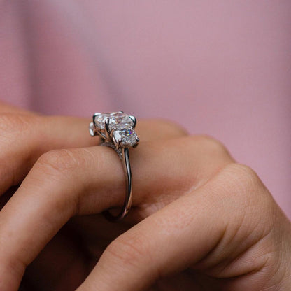 Cushion Three Stone Lab Grown Diamond Engagement Ring