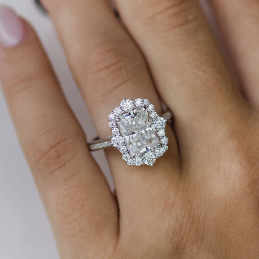 Radiant Halo & Pave Lab Grown Diamond Engagement Ring