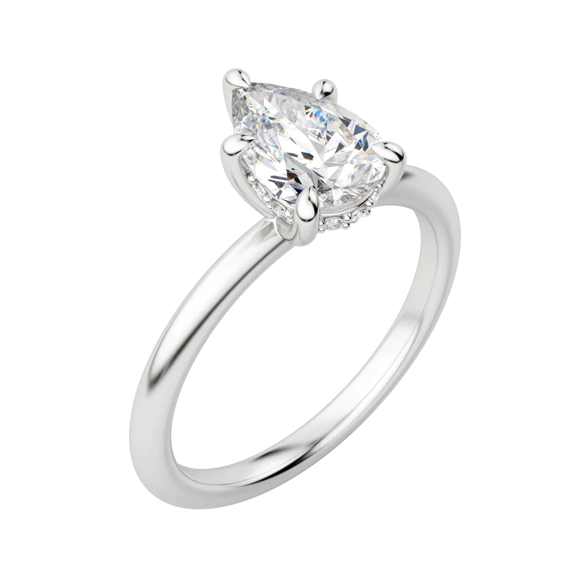 1.33 CT Pear Solitaire Moissanite Engagement Ring With Hidden Halo Setting 5