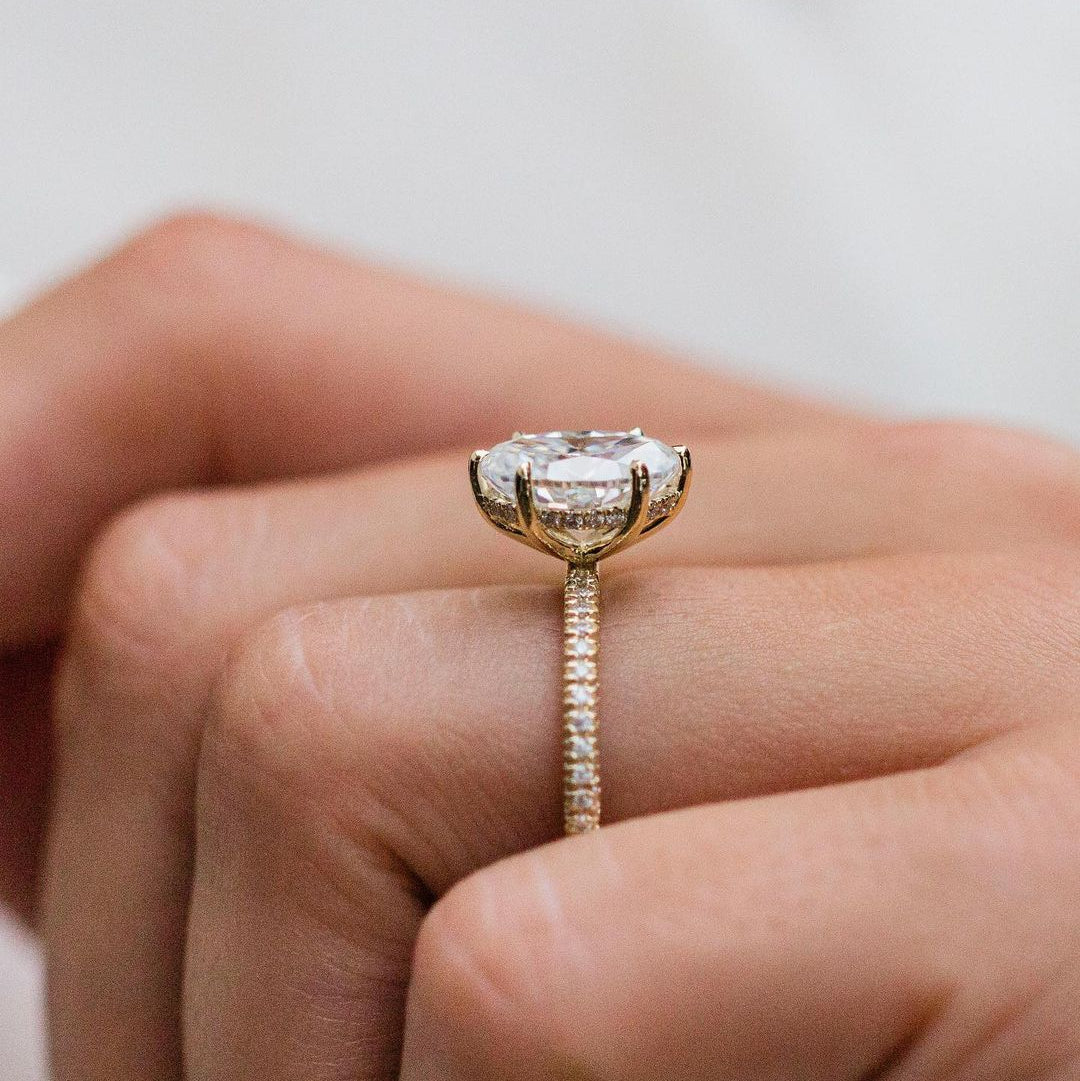 Oval Hidden Halo & Pave Lab Grown Diamond Engagement Ring