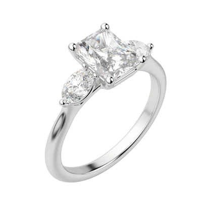 1.67 CT Radiant Cut 3 Stone Moissanite Engagement Ring 4