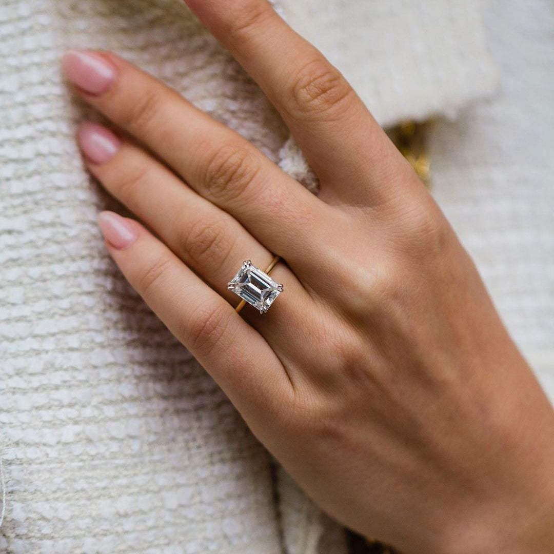 Emerald Pave Lab Grown Diamond Engagement Ring