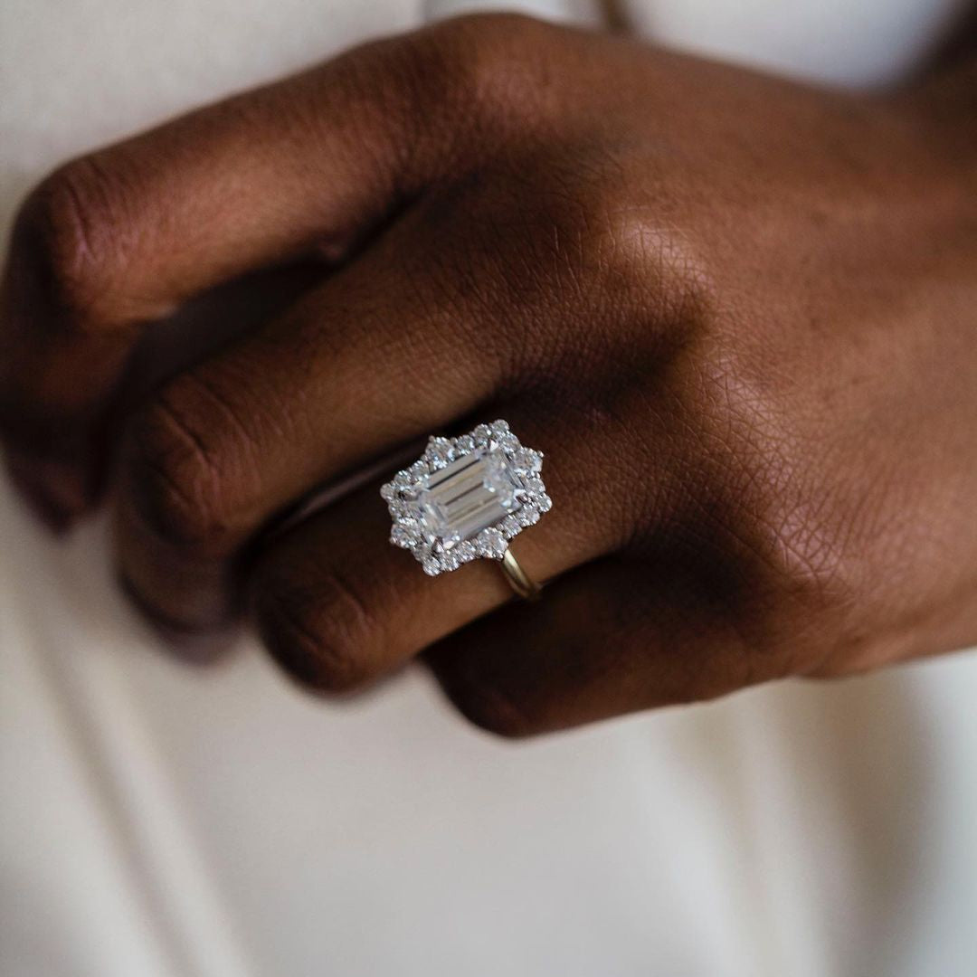 Emerald Halo Lab Grown Diamond Engagement Ring