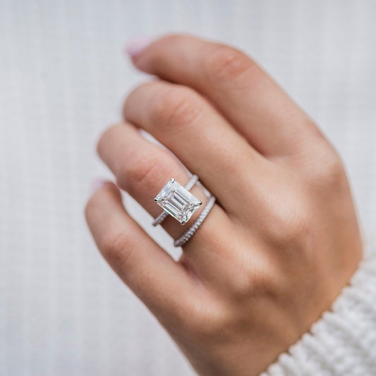 Emerald Pave Lab Grown Diamond Engagement Ring