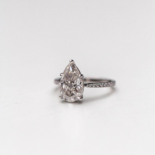 Pear Pave Lab Grown Diamond Engagement Ring