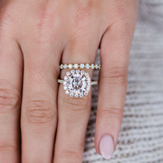 Cushion Halo & Pave Lab Grown Diamond Engagement Ring