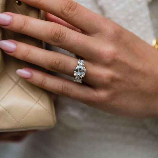 Cushion Three Stone Lab Grown Diamond Engagement Ring