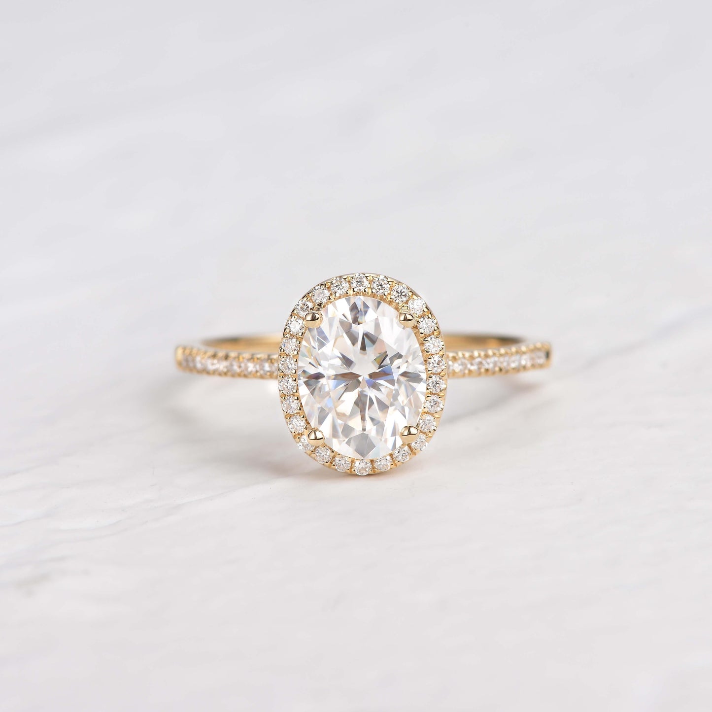 Oval Halo & Pave Lab Grown Diamond Engagement Ring