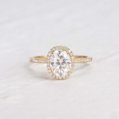 Oval Halo & Pave Lab Grown Diamond Engagement Ring