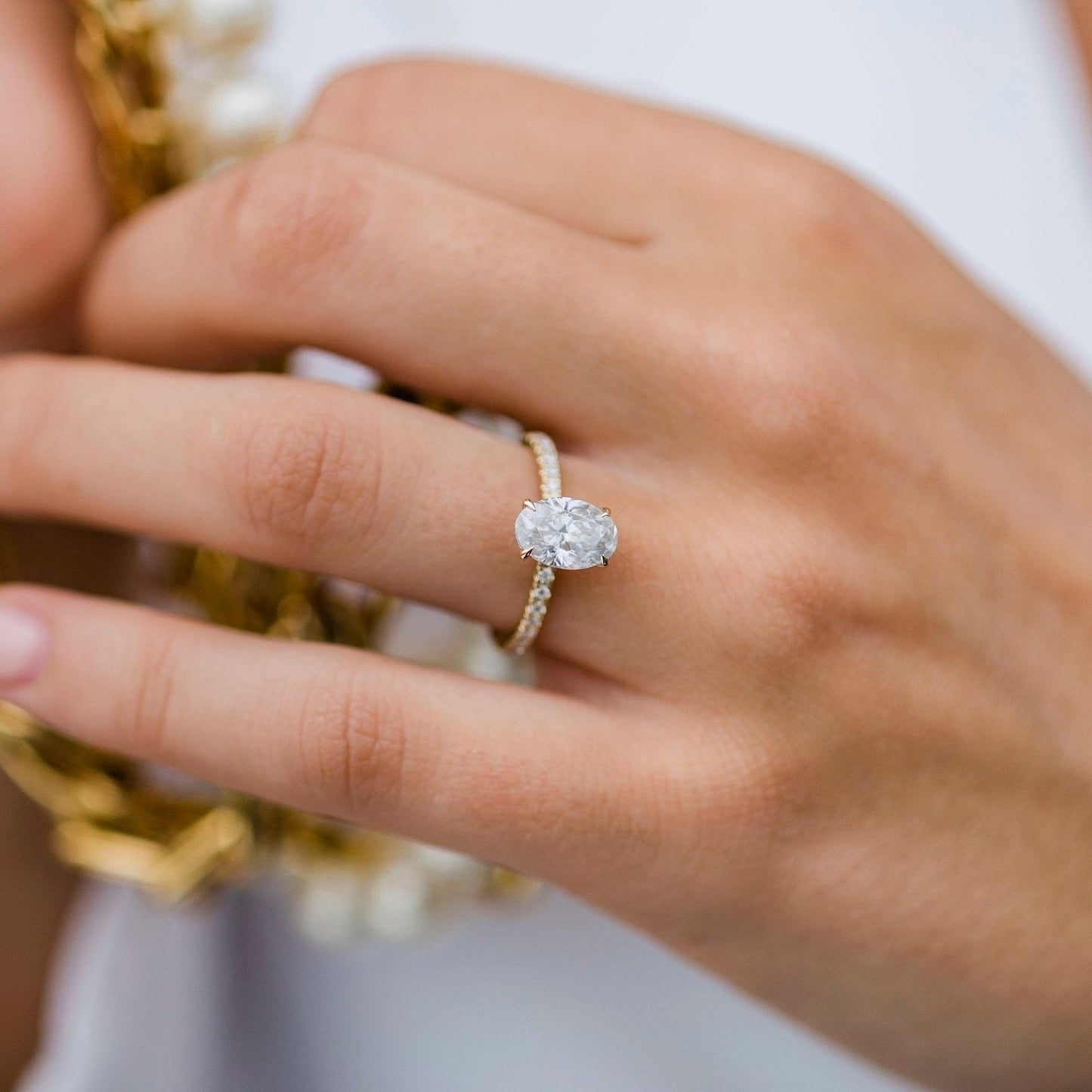 Oval Pave Lab Grown Diamond Engagement Ring
