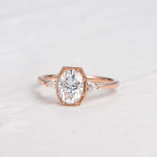 Oval Three Stone Lab Grown Diamond Engagement Ring