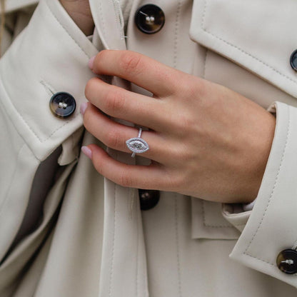 Marquise Halo & Pave Lab Grown Diamond Engagement Ring