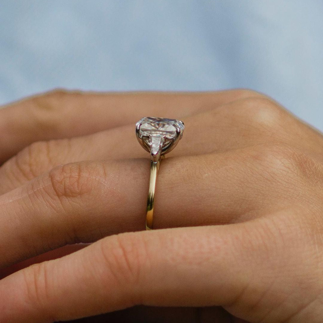 Cushion Three Stone Lab Grown Diamond Engagement Ring
