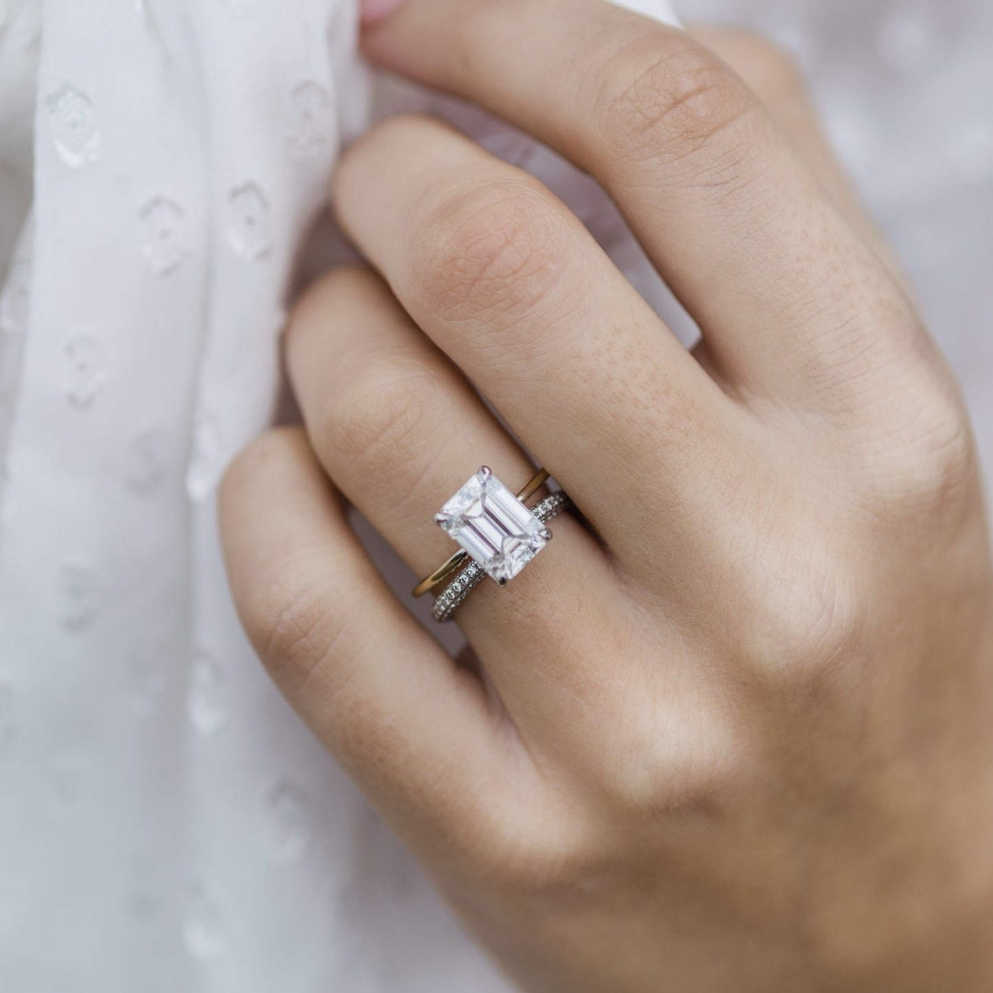 Emerald Solitaire Lab Grown Diamond Engagement Ring