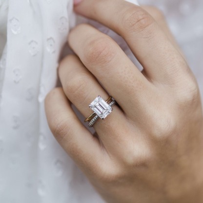 Emerald Solitaire Lab Grown Diamond Engagement Ring
