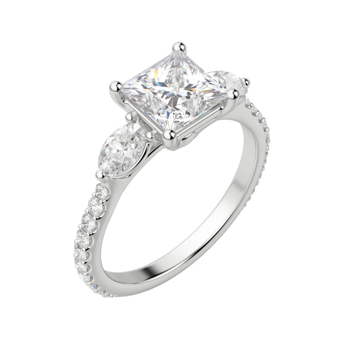 2.78 CT Princess 3 Stone Moissanite Engagement Ring 5