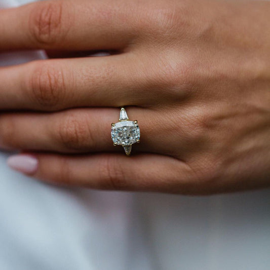 Cushion Three Stone Lab Grown Diamond Engagement Ring