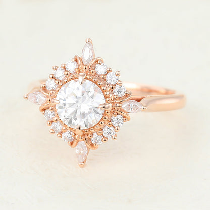 Round Cluster Lab-Grown Diamond Engagement Ring