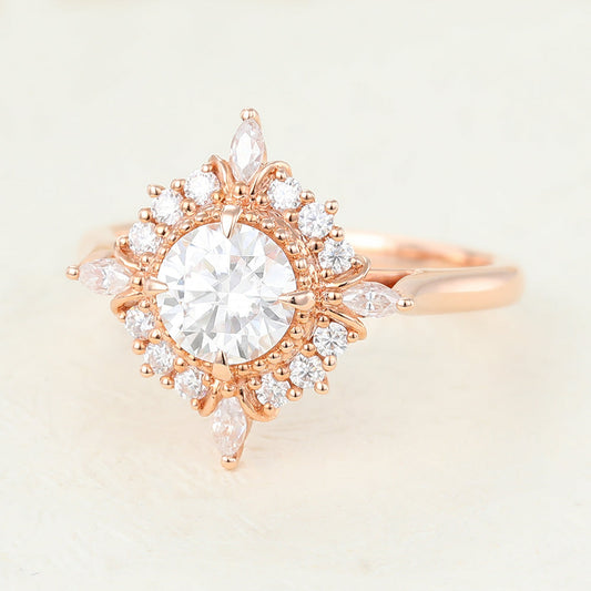 Round Cluster Lab-Grown Diamond Engagement Ring