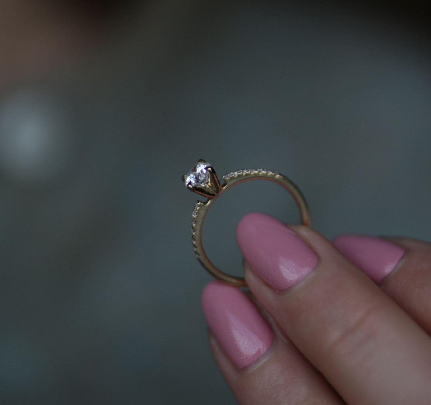 Round Cut Pave Lab Grown Diamond Engagement Ring