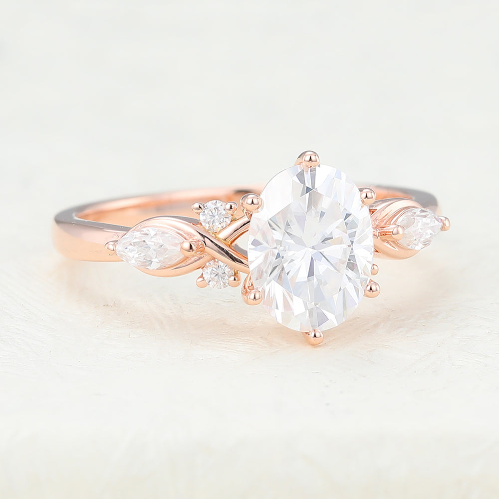 Oval Cluster Lab-Grown Diamond Engagement Ring