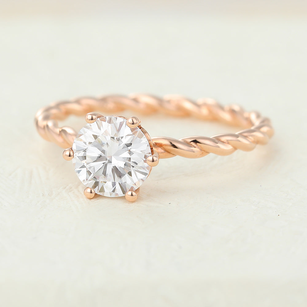 Round Twisted Shank Lab-Grown Diamond Engagement Ring