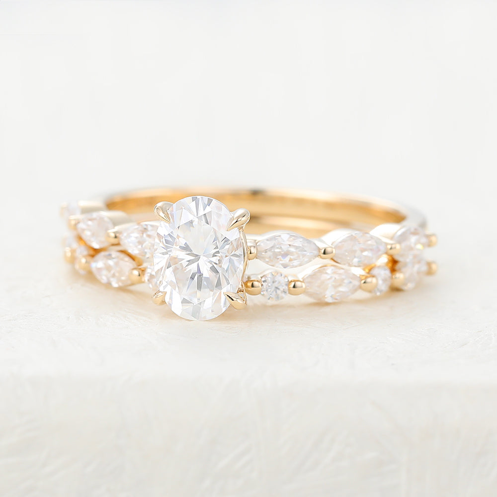 Oval Pave Lab Grown Diamond Bridal Set