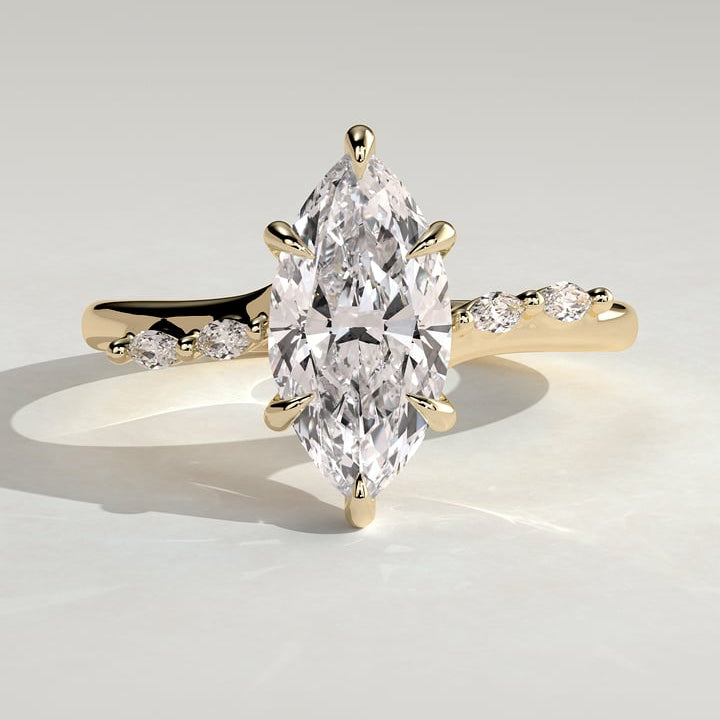 2 CT Marquise Pave Lab Grown Diamond Engagement Ring