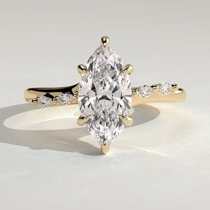 2 CT Marquise Pave Lab Grown Diamond Engagement Ring
