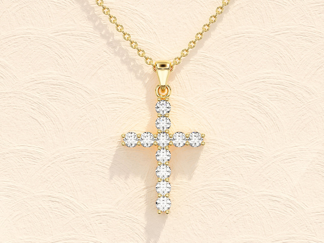 0.7 TCW Round Shape Moissanite Cross Necklace
