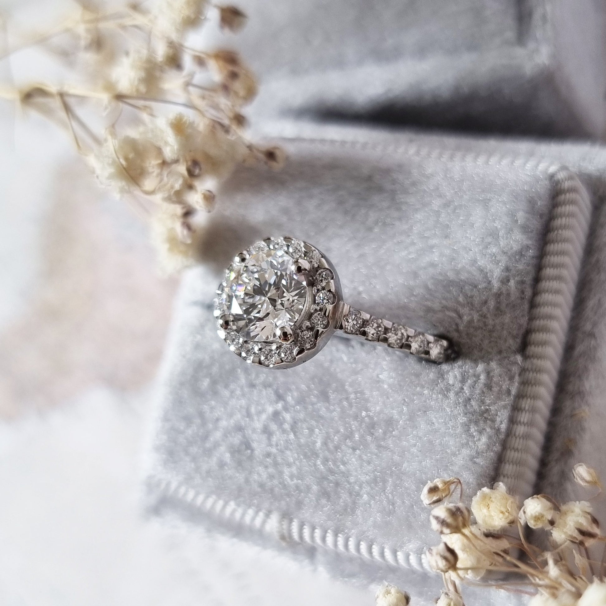 Round Halo & Pave Lab Grown Diamond Engagement Ring