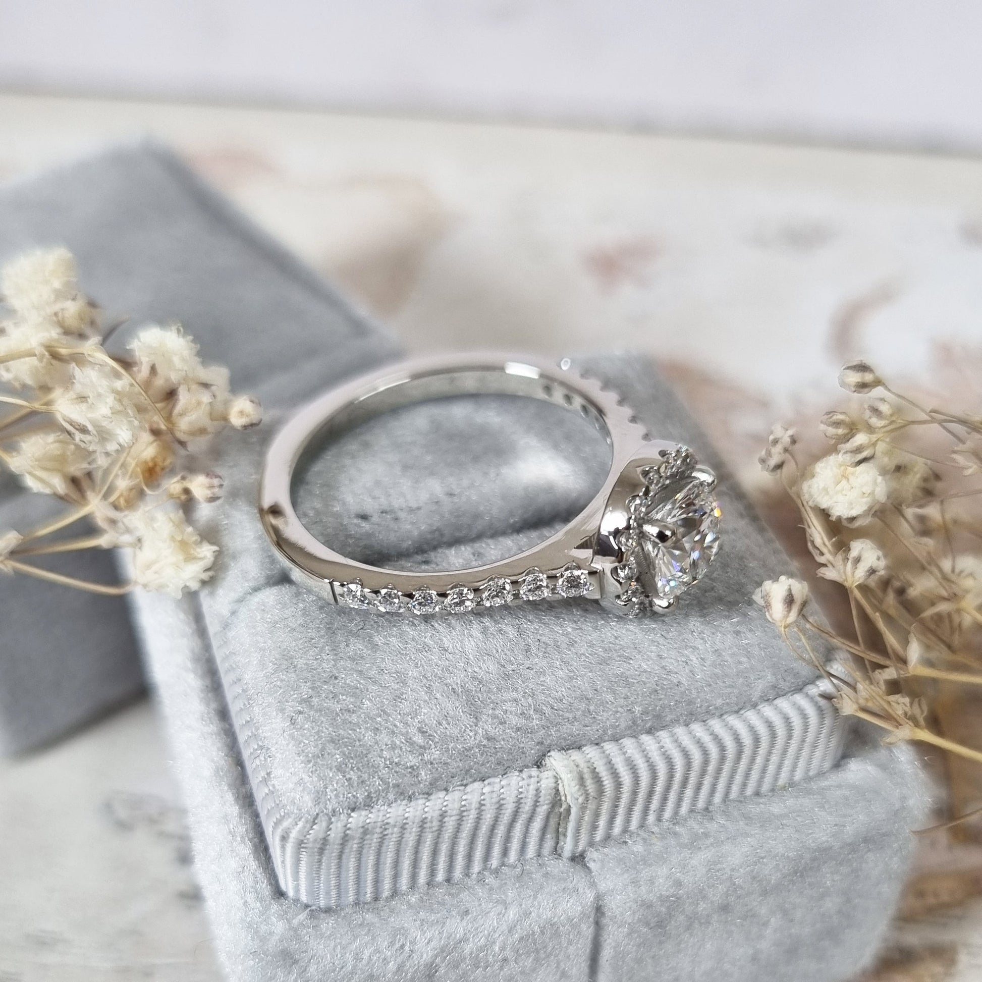 Round Halo & Pave Lab Grown Diamond Engagement Ring