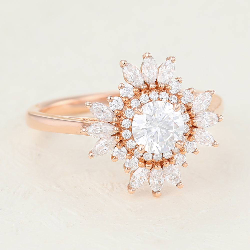 Round Cluster Lab-Grown Diamond Engagement Ring