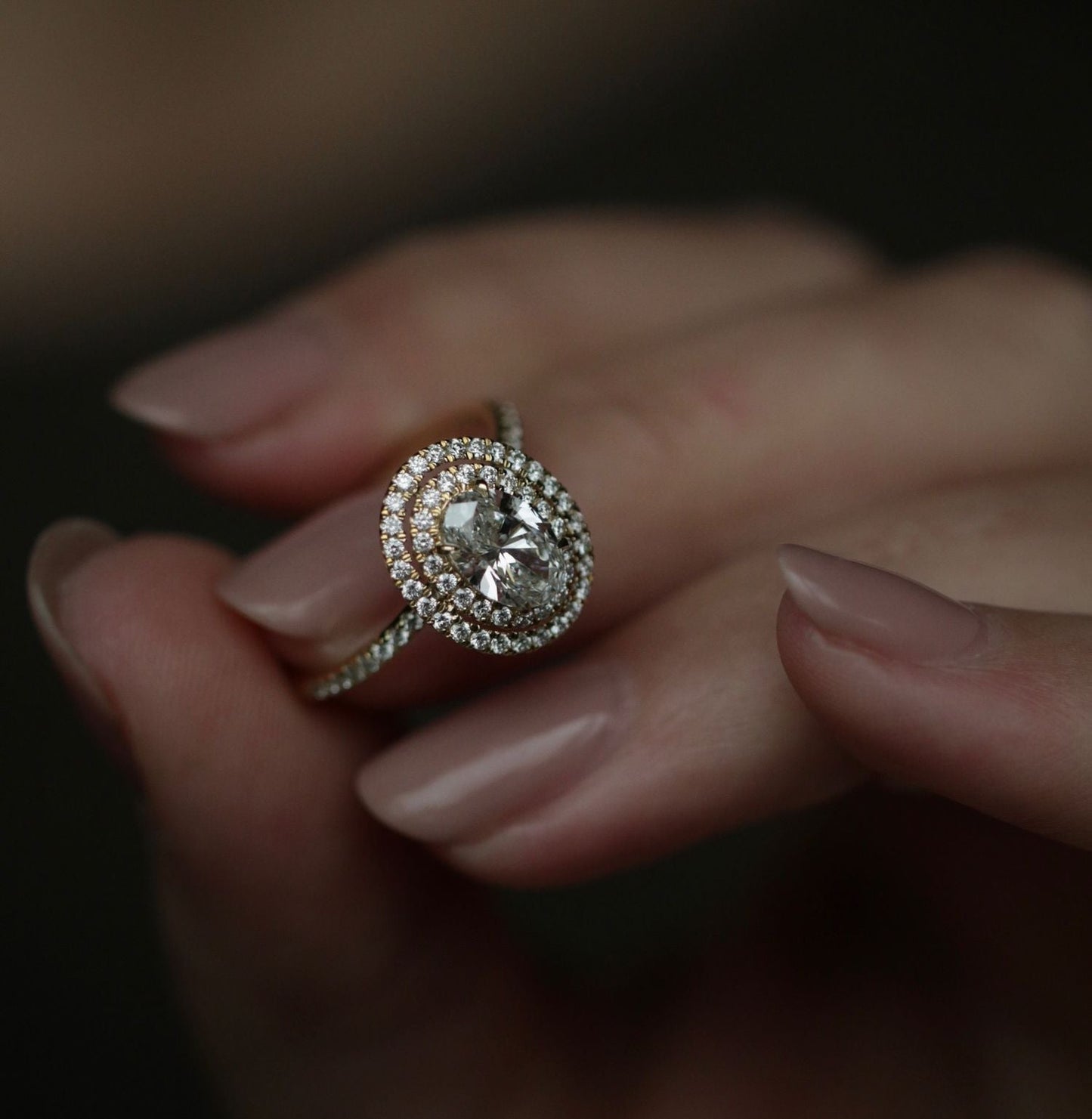 Oval Double Halo Lab Grown Diamond Engagement Ring