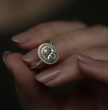 Oval Double Halo Lab Grown Diamond Engagement Ring