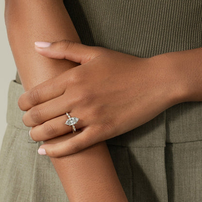 2 CT Marquise Pave Lab Grown Diamond Engagement Ring