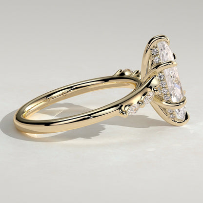 2 CT Marquise Pave Lab Grown Diamond Engagement Ring