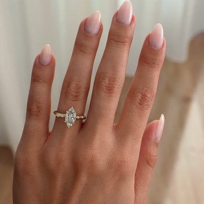 2 CT Marquise Pave Lab Grown Diamond Engagement Ring