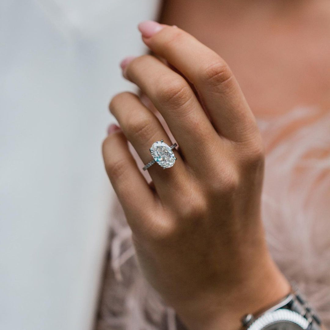 Oval Pave Lab Grown Diamond Engagement Ring