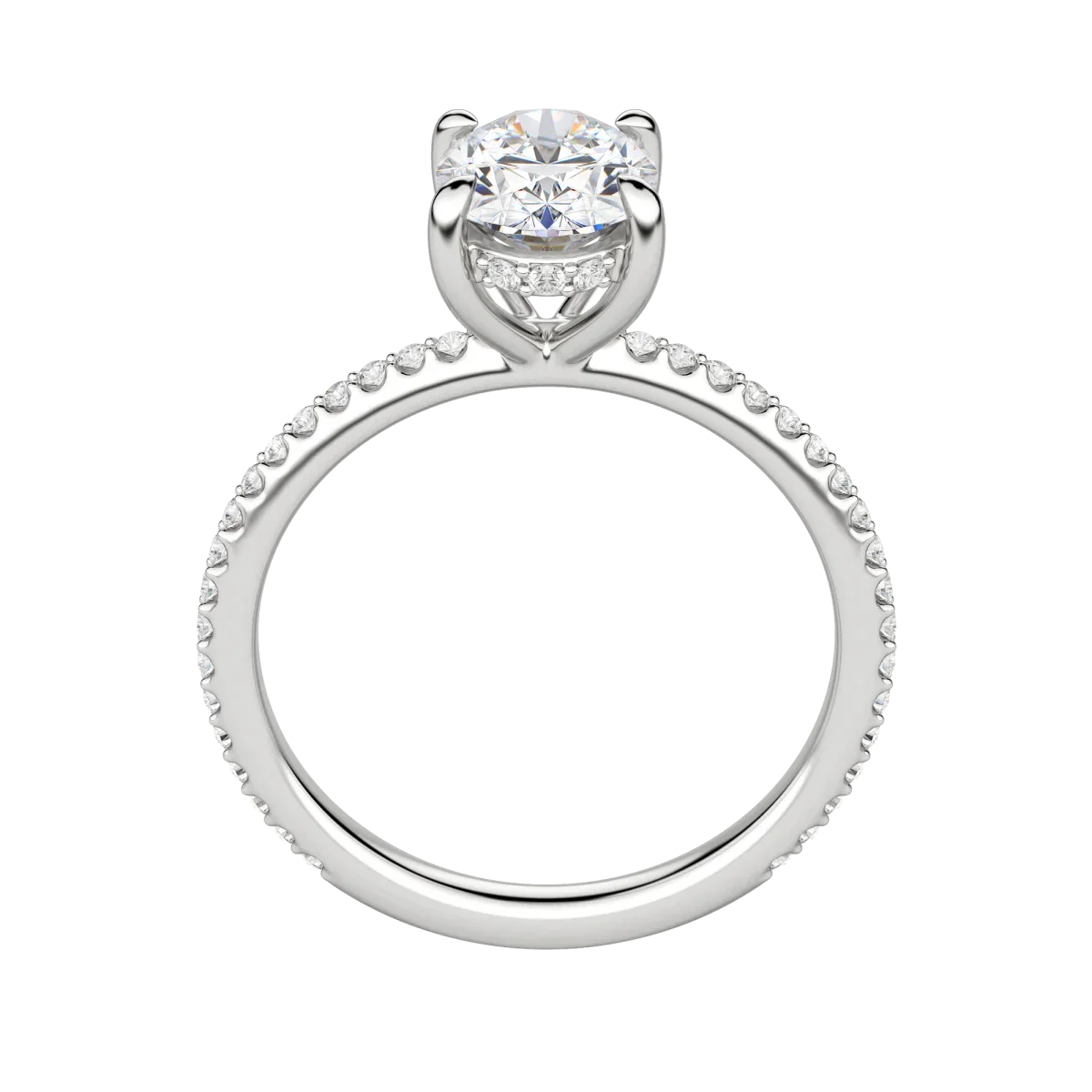 1.91 CT Oval Solitaire Moissanite Engagement Ring With Pave Setting 5