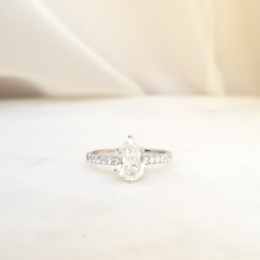 Pear Cut Pave Lab Grown Diamond Engagement Ring