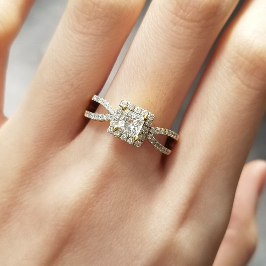 Princess Halo & Pave Lab Grown Diamond Engagement Ring