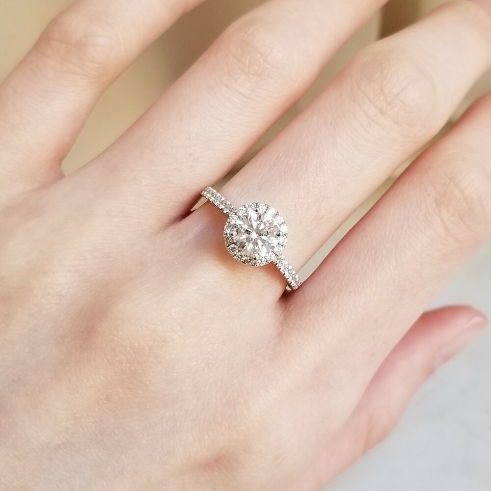 Round Halo & Pave Lab Grown Diamond Engagement Ring