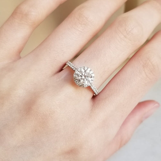 Round Halo & Pave Lab Grown Diamond Engagement Ring