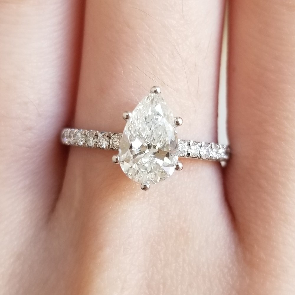 Pear Cut Pave Lab Grown Diamond Engagement Ring