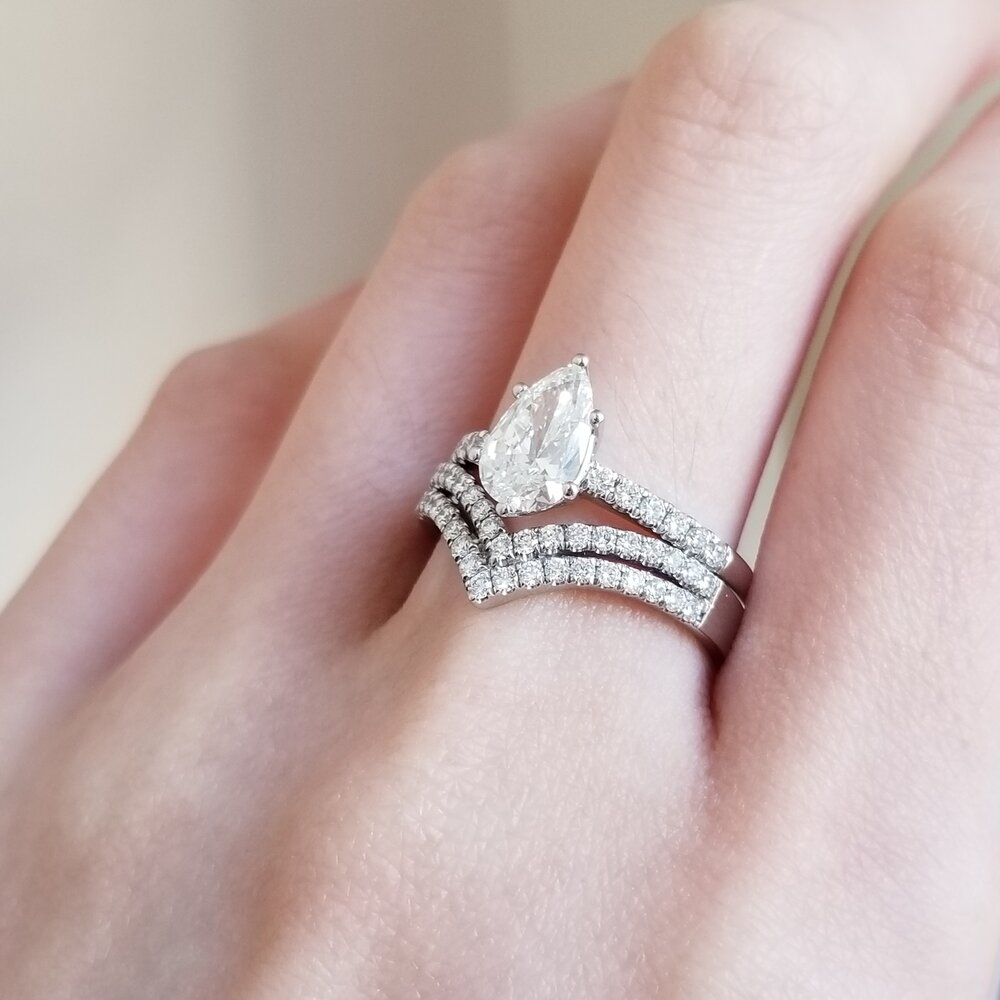 Pear Cut Pave Lab Grown Diamond Engagement Ring