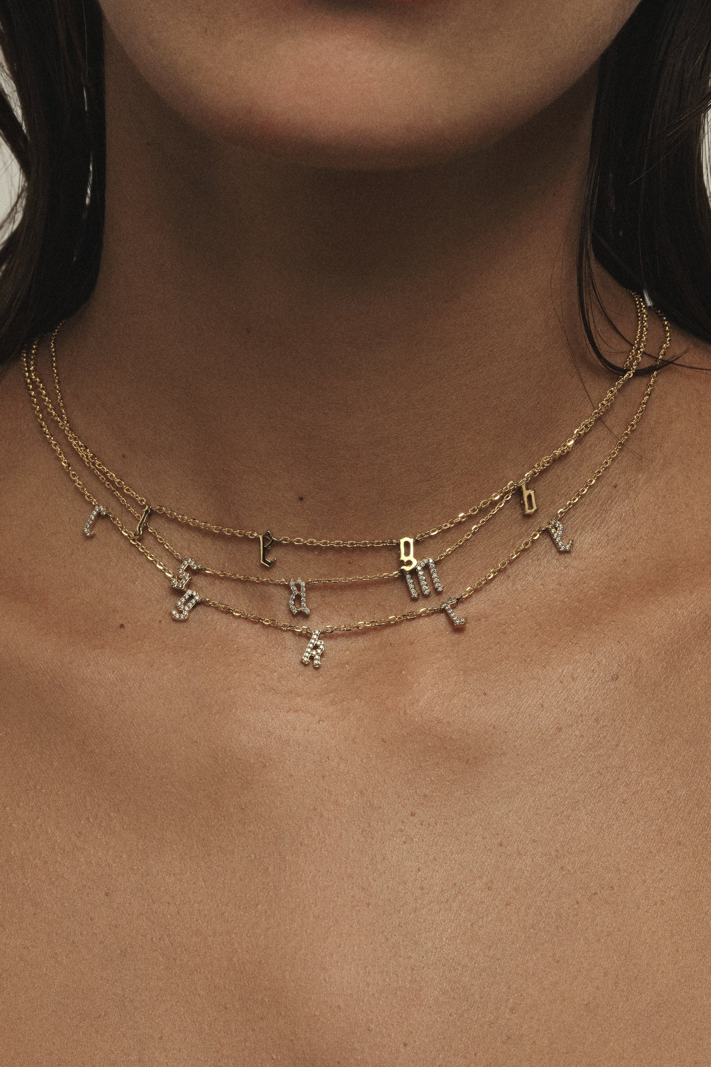 Moissanite Gothic Letter Necklace | 925 Sterling Silver