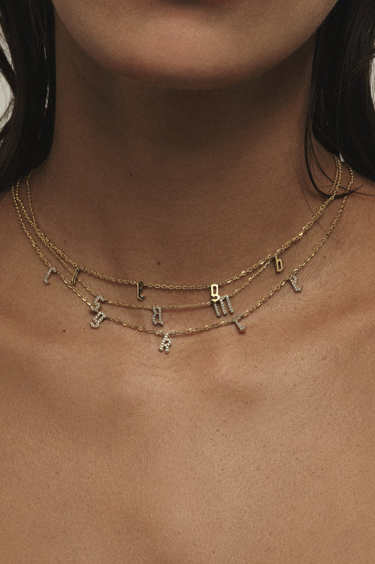 Moissanite Gothic Letter Necklace | 925 Sterling Silver