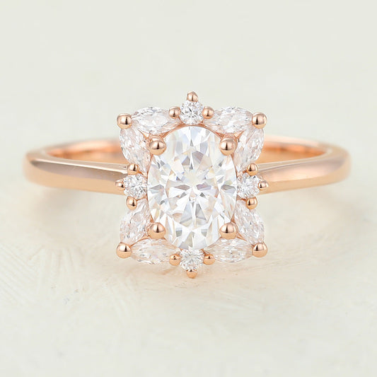 Oval Cluster Lab-Grown Diamond Engagement Ring