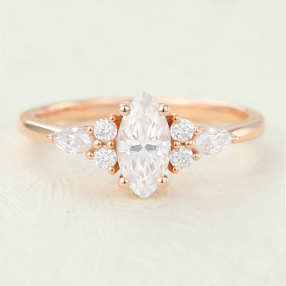 Marquise Cluster Lab-Grown Diamond Engagement Ring